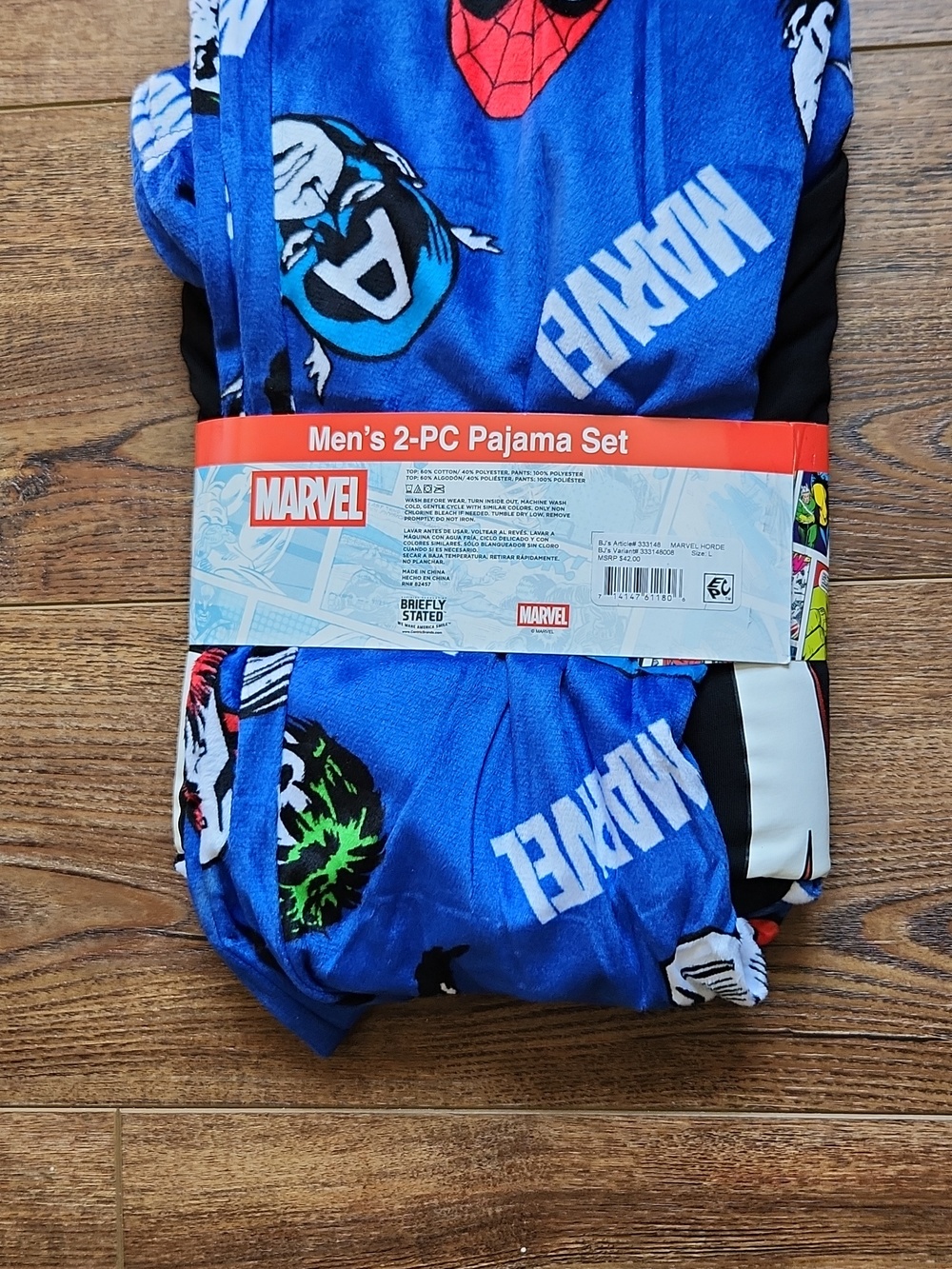Marvel Black & Blue Men’s 2-PC Pajama Set with Graphic Logo Size LARGE NWT - Picture 3 of 6